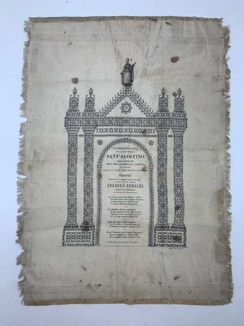 Solennizzandosi la festa del glorioso vescovo Sant'Agostino...nella semi-cattedrale di S. Lorenzo in Lugano dalla Società Tipografico Libraria (stampa tipografica su seta)